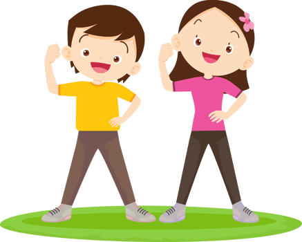 Sister and brother exercise in the morning, looking strong and cheerful. png