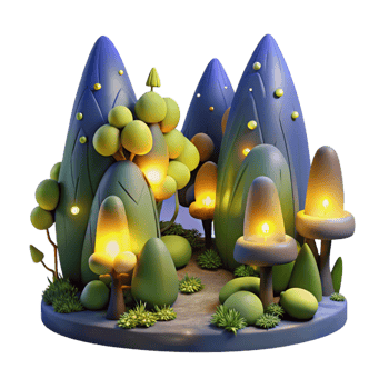 wonderful vintage A group of fireflies illuminating a dark forest at night, magical realism style authentic png
