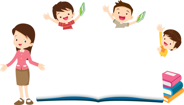 A female teacher and male and female students are excited about a large model book. png