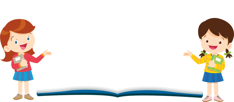 A billboard with two cute girls standing with a large book spread out between them. png