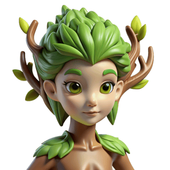 wonderful artistic A graceful dryad with bark-like skin and leafy hair, emerging from a tree trunk, illuminated by the soft sunlight filtering through the leaves. Art Nouveau style professional png