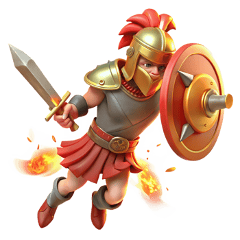 dramatic rustic A fierce Ares with a blood-stained sword and shield, charging into battle. Roman style. Fiery, chaotic lighting exclusive png
