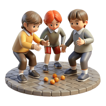 vibrant contemporary A group of children playing knucklebones in a cobblestone street, natural lighting, genre painting style, detailed clothing textures original png