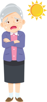 Grandmather sweating while standing in warm weather png