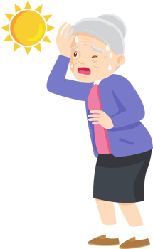 Grandma had dizziness and heatstroke in the hot weather. png