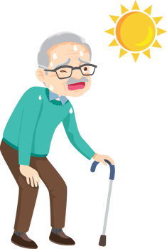 Grandpa could barely walk because of the hot weather. png