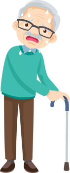Grandpa looking tired from walking under hot sun png
