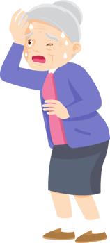 Grandma almost fainted because of the hot weather. png