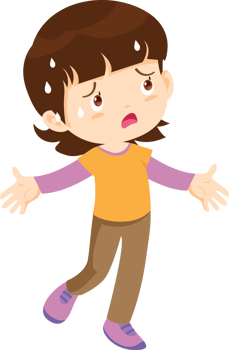 Girl Stand feeling dizzy from hot summer temperature png