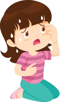 Girl Sitting feeling dizzy from hot summer temperature png