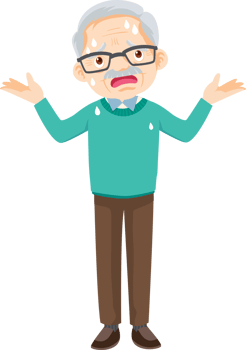 Grandpa sweat and tired thirsty heat of summer sun png