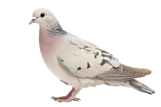 Tan Pigeon with Gray and Black Wing Markings Standing Isolated on Transparent Background png