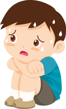 The boy sat hugging his knees, feeling sad that he couldn't go out to play because of the hot weather. png