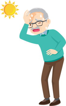Summer day makes grandpa dizzy and tired. png