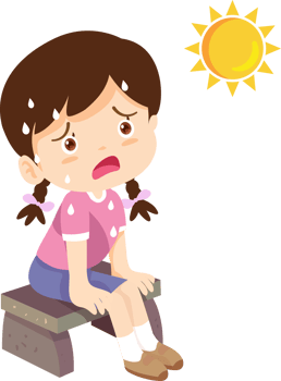 The girl sat down to take shelter from the scorching sun, as if she were in a campfire. png
