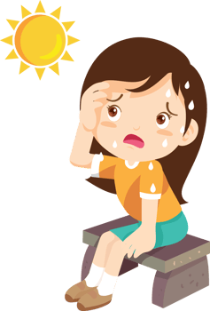 Young girl feeling thirsty under bright sunshine in summer season png