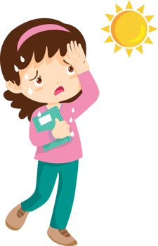 Cartoon-style student exhausted after walking in the sun. png