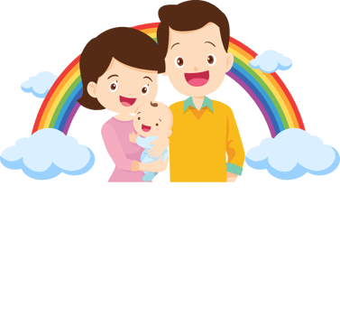 Family portrait with rainbow background png