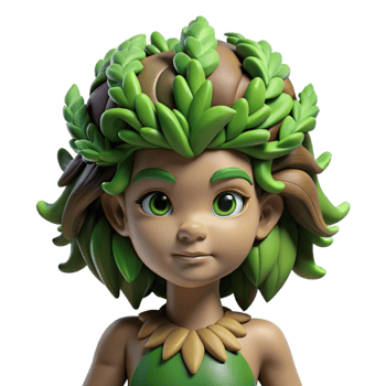 serene contemporary A beautiful dryad with bark-like skin and leafy hair merging with a giant oak tree, in a soft, fantasy art style professional png