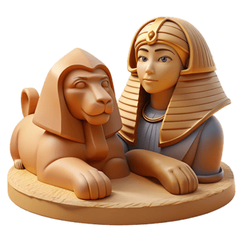 beautiful modern A mysterious sphinx with the body of a lion and the head of a woman, gazing enigmatically into the distance. Warm, desert lighting. Ancient Egyptian style genuine png