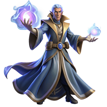 beautiful creative A powerful sorcerer with flowing robes and glowing hands, casting a spell of swirling arcane energy. Dramatic, magical lighting, fantasy painting style exclusive png