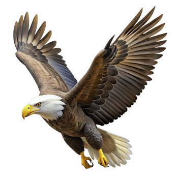 beautiful creative A bald eagle soaring through the sky, powerful and majestic, photorealistic style, natural lighting exclusive png
