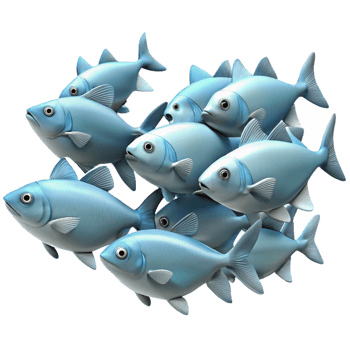 magnificent abstract A school of fish swimming in unison, underwater scene, natural lighting professional png