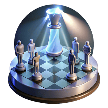 elegant artistic A giant chessboard with human pawns standing frozen in mid-game, illuminated by a dramatic spotlight. Surrealist photography style high resolution png
