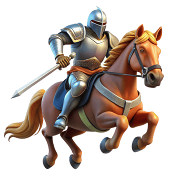 wonderful minimalist A medieval knight on horseback charging into battle, dynamic action, realistic detail, bright sunlight professional png