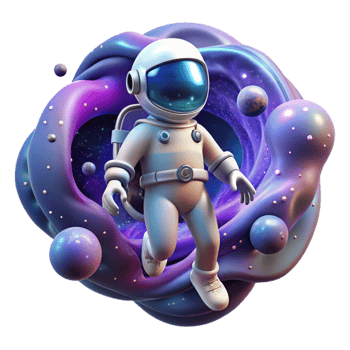 wonderful contemporary A lone figure in a spacesuit floating in the vastness of space, surrounded by swirling nebulae and distant galaxies. Digital painting style 4K png
