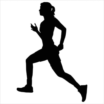 Running woman silhouette isolated on white background . Big set of female sprinter illustration vector