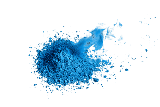 Vibrant Blue Powder Splash on Transparent Background Cyan Pigment Explosion Art Abstract Design Isolated Element Color Dust Graphic Decorative Backdrop png