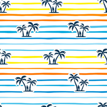 Seamless pattern background with palm trees on striped vector
