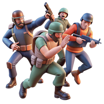 wonderful contemporary A group of rebels fighting against heavily armed soldiers, dynamic action scene, gritty realism style, dramatic lighting, muted color palette detailed png