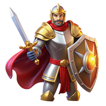 dramatic contemporary A noble knight in shining armor, wielding a gleaming sword and shield. Heroic, bright lighting. Classical painting style premium png