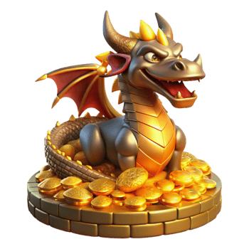 serene vintage A powerful dragon with shimmering scales and fiery breath, perched atop a hoard of gold, illuminated by the warm glow of the treasure. Art Deco style original png