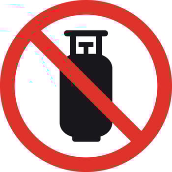 No gas cylinder sign isolated on white background . Gas cylinder prohibition sign . illustration vector