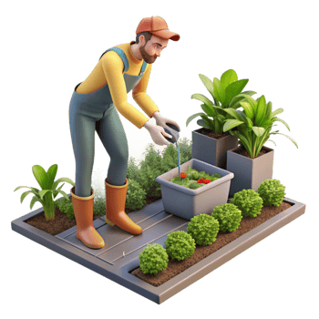 stunning rustic An urban gardener tending to their rooftop garden, urban farming photography, natural light 4K png