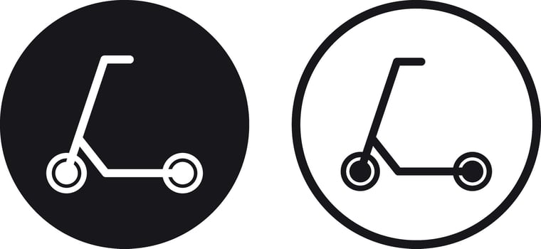 Scooter icon set in two styles isolated on white background . Scooter symbol . illustration vector