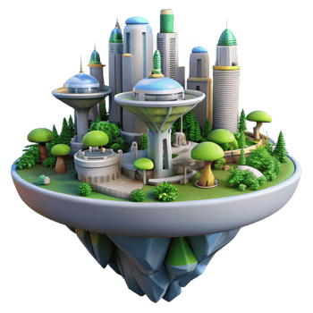 extraordinary abstract A futuristic city built on a giant tree, lush vegetation and advanced technology, utopian theme exclusive png