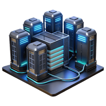 stunning vintage A futuristic data center with rows of servers and glowing cables, complex and intricate, dark and moody lighting 4K png