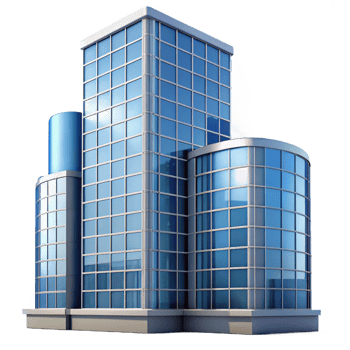 vibrant modern A skyscraper reflected in a glass facade of another building, modern architecture, abstract composition, clear daylight professional png