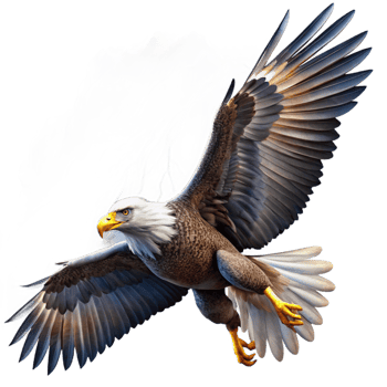 elegant traditional A regal bald eagle soaring through a stormy sky, lightning illuminating its powerful wings. Dramatic lighting and dynamic pose. Digital painting style high quality png