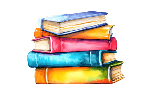 Watercolor Stack of Colorful Books on Transparent Background Education and Reading in Artistic Style png