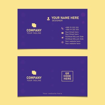 A purple business card with a gold logo vector