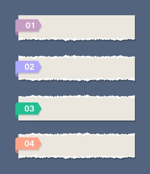 Set of torn paper numbered banners vector