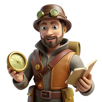 wonderful artistic A steampunk explorer, holding a compass and map, rugged outfit, brightly lit, adventurous style high quality png