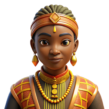 vibrant abstract Portrait of a person wearing traditional African attire, adorned with vibrant patterns and intricate beadwork, lit by warm, golden light, in a celebratory style premium png