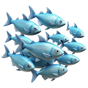 wonderful traditional A school of fish swimming in unison, underwater scene, natural lighting genuine png