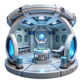 serene vintage Space station interior, futuristic technology, sterile white lighting, sci-fi style original png